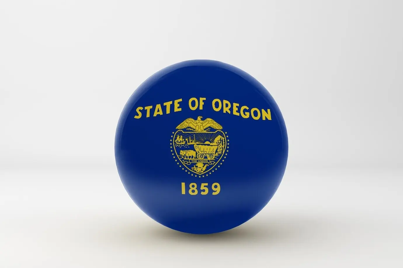 Die Oregon-Flagge vor weißem Hintergrund